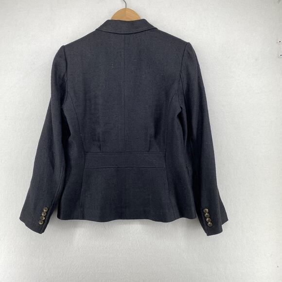 LAUREN RALPH LAUREN Blazer 4 Silk Linen Herringbone Blazer Jacket Blue Gray - Picture 3 of 15